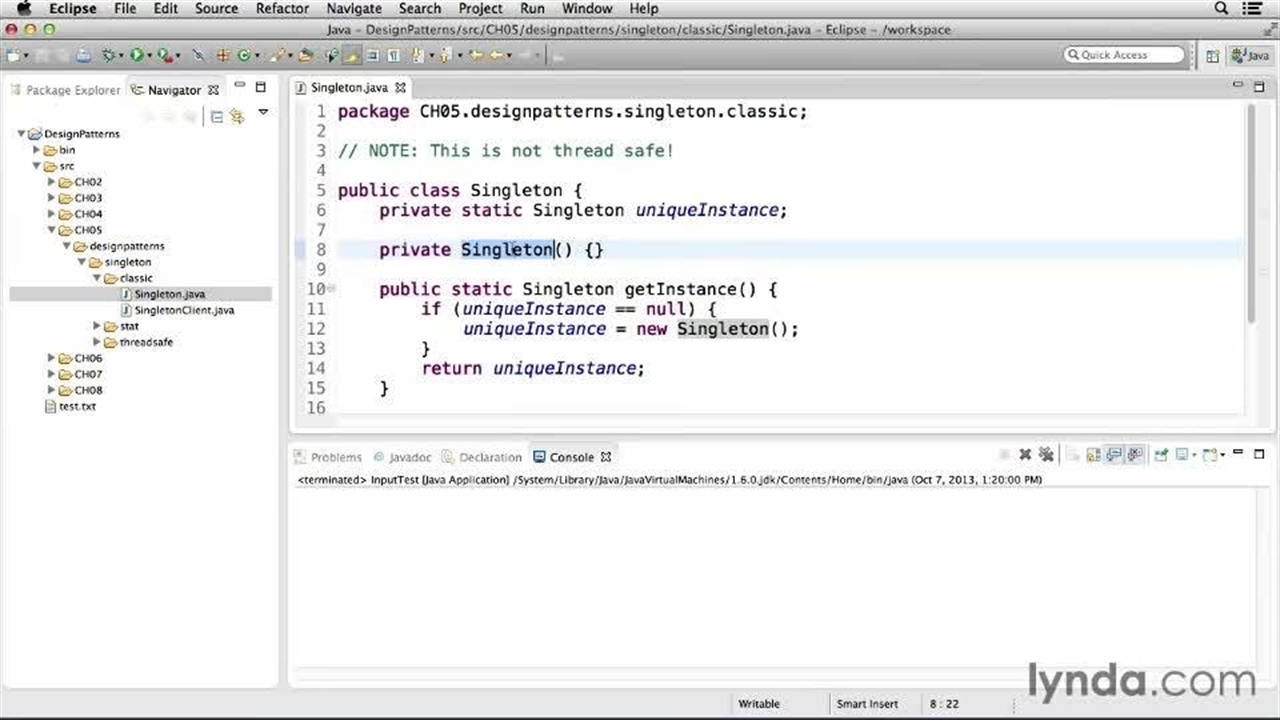 Design Patterns - 28. Implementing the classic singleton pattern - نماشا