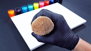 نقاشی با بیش از 400 خلال دندان و اکریلیک مایع