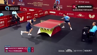 خلاصه مسابقه تنیس روی میز Sanchi Francisco با ترولز مورگارد 2025 دوحه