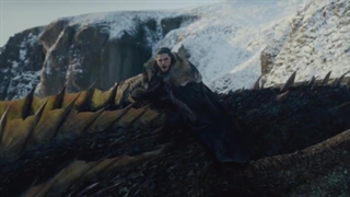 Jon Snow rides a dragon