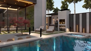 طرح ویلا مدرن با نورپردازی خاص | طراحی خیره‌کننده و کاربردی