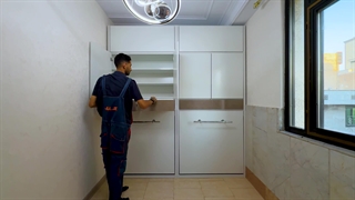 یک نمونه کار خاص از تخت دوبل تاشو با کمد و کشو | نمونه‌ای از پروژه تاشوسازان