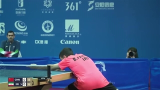 مسابقه نیمه نهایی تنیس روی میز بنیامین فرجی با حریف قدرتمند چینی