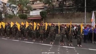 رژه نیروهای مردمی لبنان روبروی روضه الشهدا - حزب الله لبنان - انا علی العهد