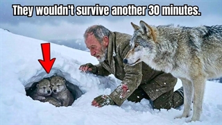 توله گرگ‌ها در یخ به دام افتاده بودند - عشق مادرشان ناامیدی را به معجزه تبدیل کرد