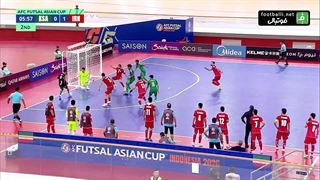 گل دوم تیم ملی فوتسال ایران به عربستان (باقر محمدی دروازه بان ایران)