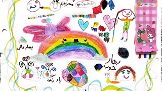 نقاشی که دختر خالم(۷‌سالشه) برام کشیدهـ(خرر ذوققق شدمـ)وایب بهشت میده.